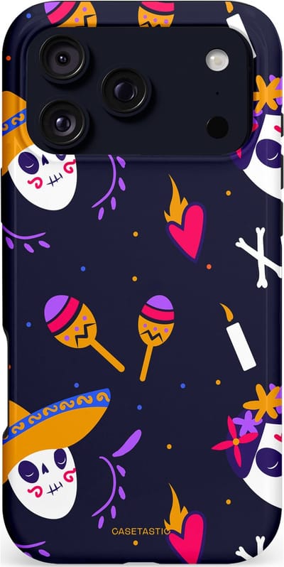 Casetastic hoesje geschikt voor Apple iPhone 17 Pro Max - MagSafe - Dubbellaagse bescherming - Muertos fiësta - Fashion Case - Donkerblauw