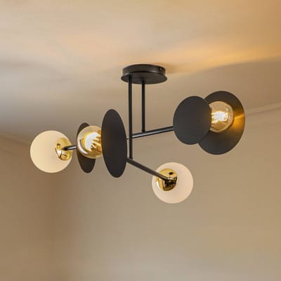 EMIBIG LIGHTING Plafondlamp Minerva, 4-lamps, zwart