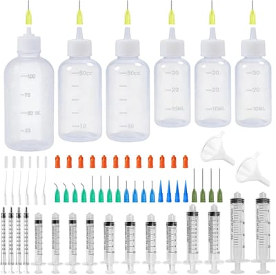 Set van 6 Naaldflessen 30/50/100ml met Spray en Precisietip Applicator voor Vloeistoffen, Lijm en Acrylverf