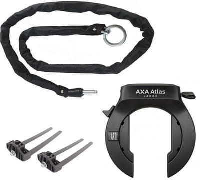 AXA Atlas Large ART2 inclusief 120cm insteekketting en bevestiging set - Zwart