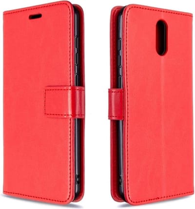 LuxeBass Hoesje geschikt voor Nokia 2.4 - Bookcase Rood - portemonnee hoesje gsm hoesje - telefoonhoes - telefoonhoesjes