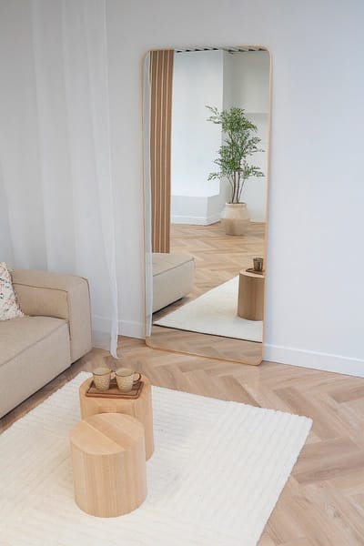 Nordic Style® Rechthoekige spiegel 210x90cm - Zacht Goud - Scandinavische Spiegels - Vierkant - Pas spiegel - Staande spiegel - Kleedkamer spiegel - Pas