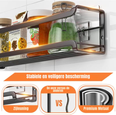 RUX® Kruidenrek ophangbaar - Kruidenrek - Zwart - ‎7cm x 29cm x 7cm
