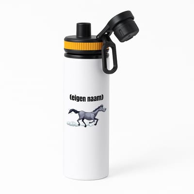 Hacebo® - rennend paard met eigen naam waterfles met draaidop oranje - Paarden - paarden liefhebbers - iemand die houdt van paarden - verjaardag - cadeau - kado - water fles - 850ML