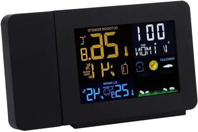 Projectiewekker Weerstation - Digitale Klok - Slaapkamer Comfort - Dubbele Wekker Functie - 167 cm - Zwart