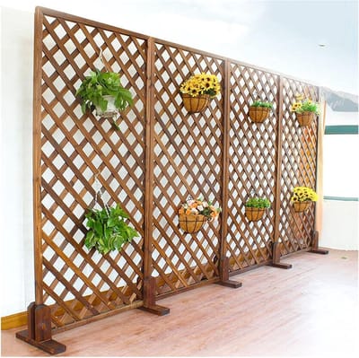 Houten Hek Paneel - Plant Steun - Tuin Afscheiding - Uitbreidbaar Ontwerp - 60 x 150 cm - Zwart