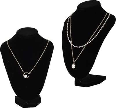Zwarte Velvet Sieradenstandaards, 2 Stuks, 21 x 16 cm, Sieraden Organizer, Ketting Houder, Elegante Opbergoplossing voor Sieraden