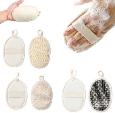 3 stuks luffa-spons, natuurlijke peelingspons, scrubspons voor het lichaam van luffa, voor vrouwen en mannen, voor lichaam en gezicht