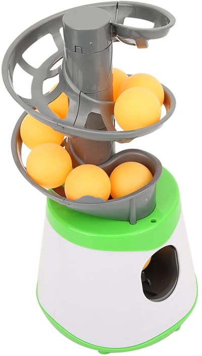 Dailygoods- Tafeltennislauncher Automatische Werking - Tafeltennis Trainer - Geschikt voor Beginners - 10 Ballen - Robuust ABS-Materiaal - Afmetingen 30,5 x 15 cm - Tafeltennisrobot