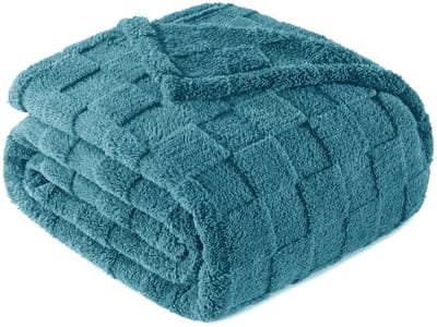 Mezcla Fleece deken voor op de bank, super zachte en warme lichtgewicht geruite patroondekens voor alle seizoenen, 127 x 152 cm, leisteenblauwe deken
