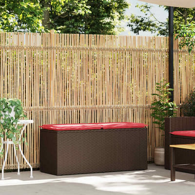 vidaXL - Tuinbank - met - kussen - 110x40x44 - cm - poly - rattan - bruin