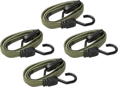 Hofftech Verstelbaar bagage elastiek met haak - 4x - 25 tot 115 cm - span-elastiek voor transport