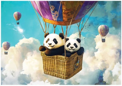 WALLARENA - Fotobehang - 150x105 cm - grappige dieren en wolken voor de kinderkamer
