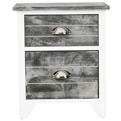 vidaXL - Nachtkastje - 38x28x45 - cm - paulowniahout - grijs - en - wit
