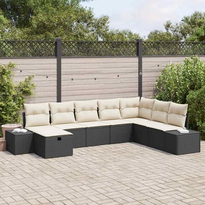 vidaXL - Tuinbank - Set - 8 - st - Zwart - poly - rattan