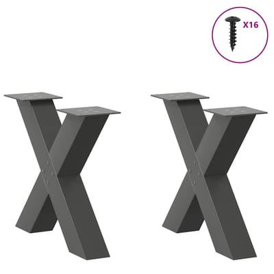 vidaXL Salontafelpoten 2 st X-vormig 50x(42-43) cm staal antraciet