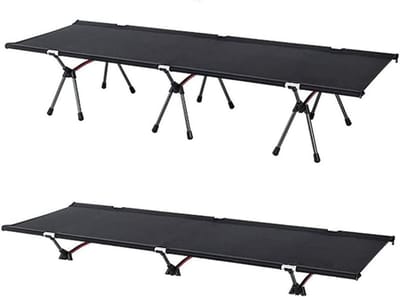 Opvouwbaar Kampeerbed - Lichtgewicht Slaapbed - Buiten Kamperen - Hoogte Verstelbaar - 190 x 65 cm - Zwart