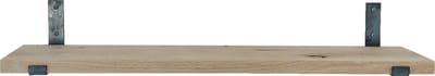 GoudmetHout® Wandplank Industrieel - 180 x 20 cm Muurplank - Licht Eiken Hout - Decoratie Wandrek & Boekenrek - Hangplank Keuken - Wall Shelf + 2 Plankdragers van Ruw Staal