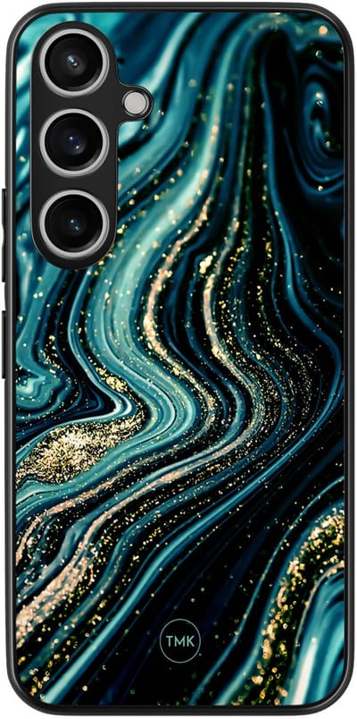 Hoesje geschikt voor Samsung Galaxy A35 - Blue marble waves - Blauw - TPU case - Marmer - Hardcase zwart telefoonhoesje