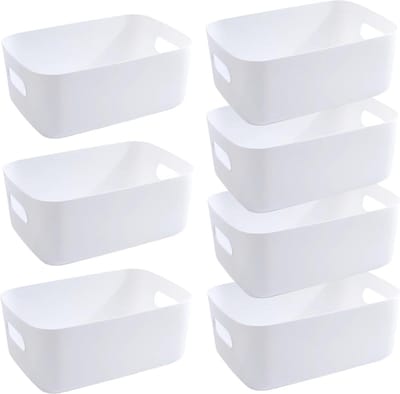 Opbergmand met handgrepen - Kunststof organizer box voor badkamer en keuken - Wit 30×20×12 cm