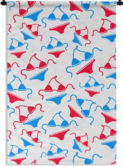 Wandkleed - Wanddoek - Bikini - Strand - Patronen - 60x90 cm - Wandtapijt