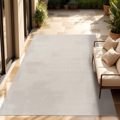Paco Home In-& Outdoor Balkon Terras Keukenvloerkleed Eenkleurig Gemêleerd Patroon 120x160 cm
