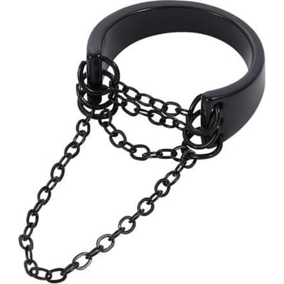 Punk Meerlaagse Kwasten Ketting Ring Zwart & Zilver Kleur Ring Voor Man Vrouw Hip-Hop Rock Gothic Sieraden Nachtclub Pub Accessoire 8 black