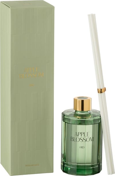 J-Line geurstokjes Apple Blossom - glas - groen
