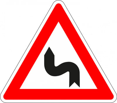S bocht links sticker, J5 300 mm