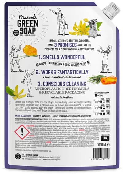 Marcel's Green Soap Wasmiddel Amber & Ylang Ylang Navulling - 1000 ml