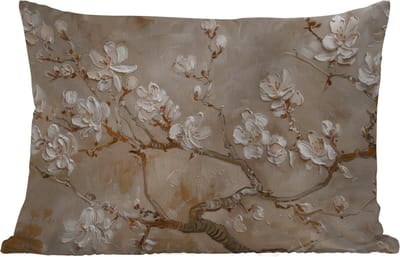 Buitenkussens - Tuin - Bloemen - Modern - Beige - Wit - Bloesem - 50x30 cm