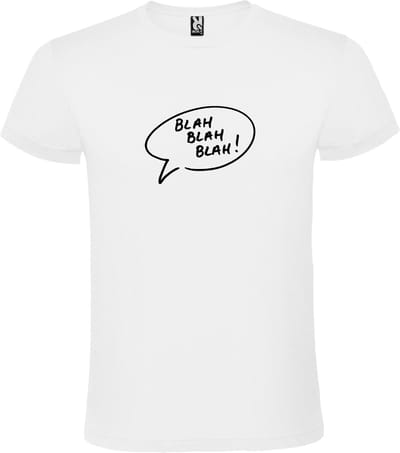 Wit T-shirt ‘Blah Blah Blah!’ Zwart Maat XS
