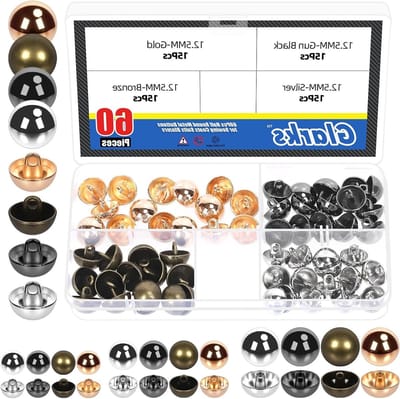 60 Stuks 12.5mm Goud, Brons, Zilver en Zwart Paddenstoel Klopknoppen Kit - Half Ronde Shank Knoppen voor Jassen, DIY Handwerk en Naaiprojecten