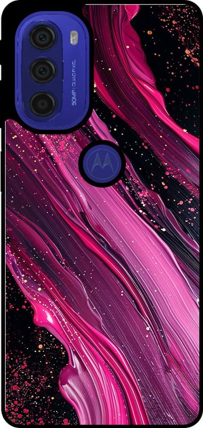 Smartphonica Telefoonhoesje Geschikt voor Motorola Moto G51 met marmer opdruk - TPU backcover case marble design - Paars Roze geschikt voor Motorola Moto G51