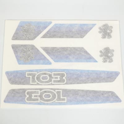planche 8 sticker voor bromfiets peugeot 103 blauw/zwart nieuw