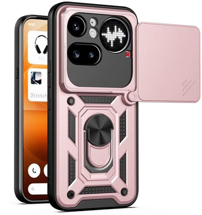 MobyDefend Hoesje - Geschikt voor Nothing Phone (4a) Pro - Pantsercase Met Draaibare Ring - Rosé
