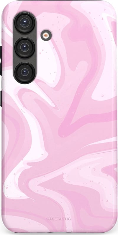 Casetastic hoesje geschikt voor Samsung Galaxy S25 - Dubbellaagse bescherming - Zoet Roze Marmer - Fashion Case - Lichtroze Wit