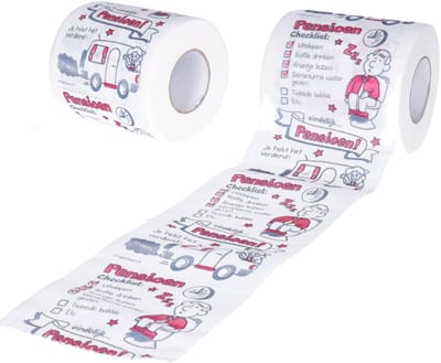 2x cadeau toiletpapier/wc-papier rol met pensioen - vut/gepensioneerd - pensioen cadeau - decoratie/versiering