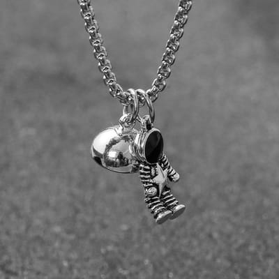 Magnetische Match Gekoppeld Hanger Ketting Astronaut Koppel Ketting Voor Geliefden Ruimtevaarder Roestvrij Staal Ketting Vriend Halsbanden gray