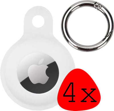 Hoesje Geschikt voor Apple AirTag Hoesje Case Hoesje Geschikt voor Apple AirTag Sleutelhanger Siliconen Hoes - Wit - 4 Stuks