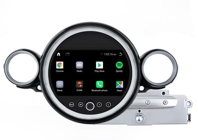 Junsun Android 15 Autoradio Geschikt Voor BMW Mini Cooper R55 R56 Accessoires, 4GB+64GB, Draadloze CarPlay, DAB+, GPS-navigatiesysteem, Bluetooth, Voertuiggegevens, Handsfree bellen, 4G Lte, 9-inch Touchscreen, DSP, Octa-core processor, Zilveren CD