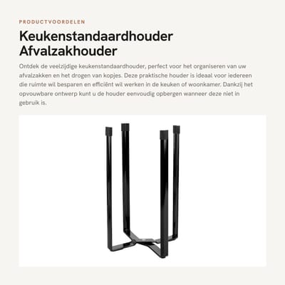 Dailygoods- Afvalzakhouder Multifunctioneel - Opvouwbaar - Vuilniszakhouder - Keukenstandaardhouder - Droogrek - Compact formaat