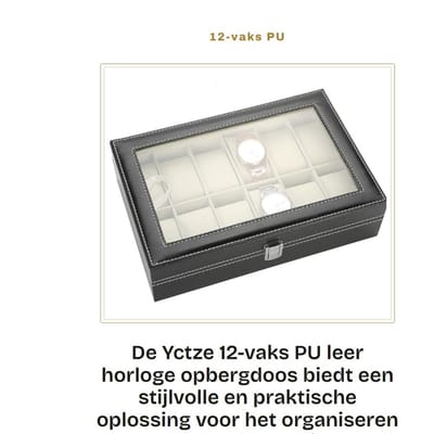 Dailygoods- Horloge Doos - 12 Grids - Duurzaam PU Leer - Lockable - Transparante Glazen Deksel - Stof- en Vochtbestendig - Sieradenbox