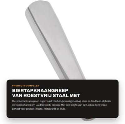 Dailygoods- Biertapkraangreep Roestvrij Staal - Biertap Handvat - 3/8 Inch Schroefdraad - Drankmachine Accessoire - Voor Thuisbrouwen - Geschikt voor Kegeratoren