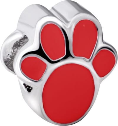 Quiges - 925 - Zilveren - Bedels -Sterling zilver - Beads - Hondpoot Rood Kraal Charm - Geschikt – voor - alle bekende merken - Armband Z658