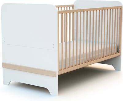 AT4 - Omvormbaar kinderbed CARROUSEL in hout Wit en Beuken 70 x 140 cm