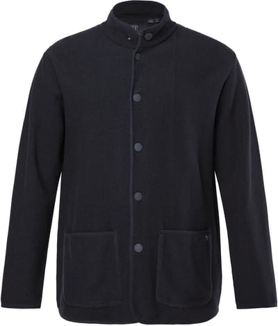 JP 1880 - Heren - Gebreid jasje FLEXNAMIC® opstaande kraag drukknopen - Zwart - Maat 3XL