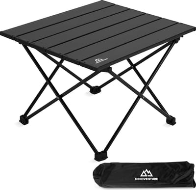 Campingtafel Inklapbaar - Lichtgewicht Aluminium - Kampeertafel Opvouwbaar - Inklapbare Tafel - Vouwtafel - Picknicktafel Kinderen - Zwart - 40x35x30cm - Small - needventure®