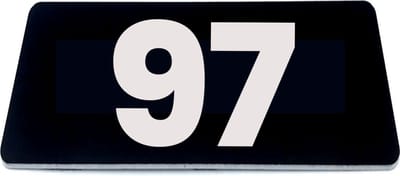 Nummerplaatje 97 - 80 x 50 x 1,6 mm - Zwart/wit - incl. 3M-tape | Nummerbordje - Deur en kamernummer - brievenbusnummers - Gratis verzending - 5 jaar garantie