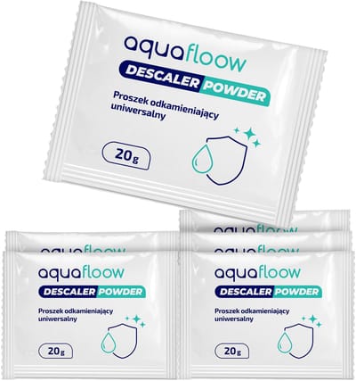 AquaFloow, Ontkalker, ontkalkingsmiddel, poeder, universeel, voor waterkoker, koffiezetapparaat, wasmachine, ontkalker in zakjes 20g, 6 stucks